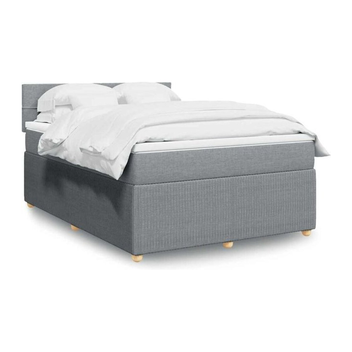 Vidaxl Boxspringbett mit Matratze in Grau und Weiß aus Stoff, B/T/H: 140 x 190 x 100,5 cm - Bild 1