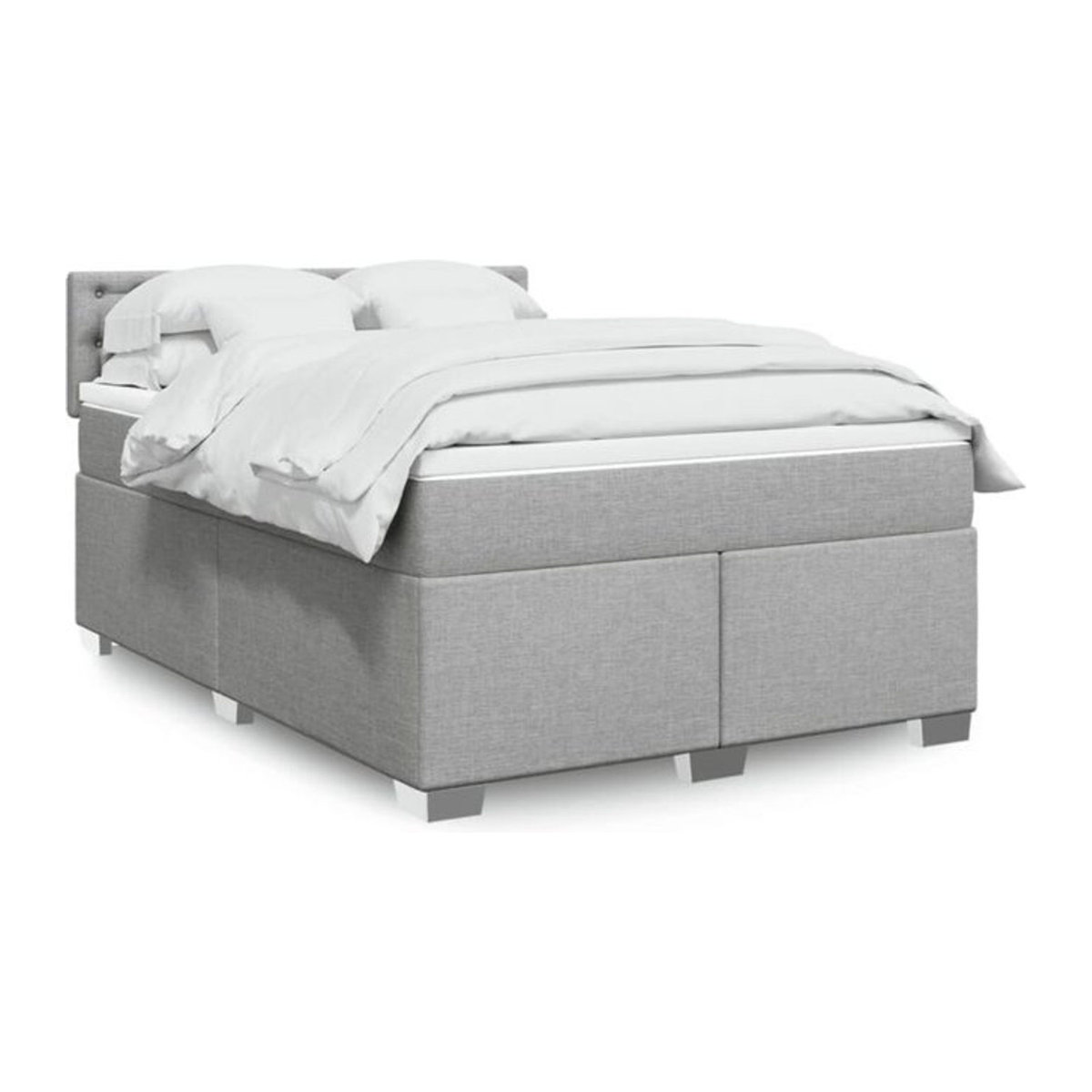 Vidaxl Boxspringbett mit Matratze in Grau und Weiß aus Stoff, B/T/H: 160 x 200 x 100,5 cm - Bild 1