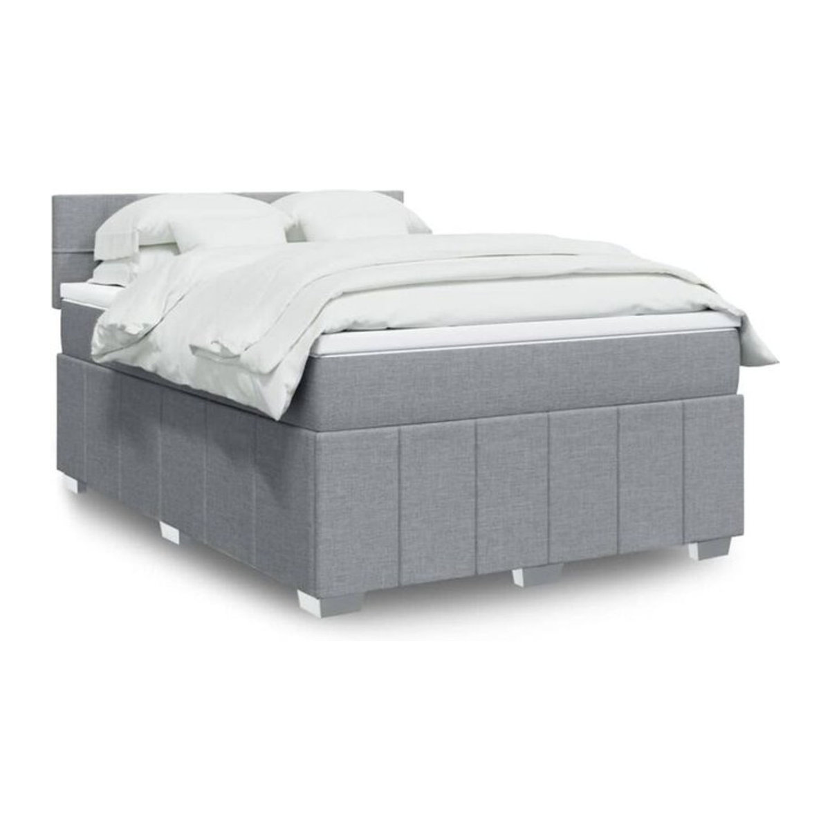 Vidaxl Boxspringbett mit Matratze in Grau und Weiß aus Stoff, B/T/H: 160 x 200 x 100,5 cm - Bild 1