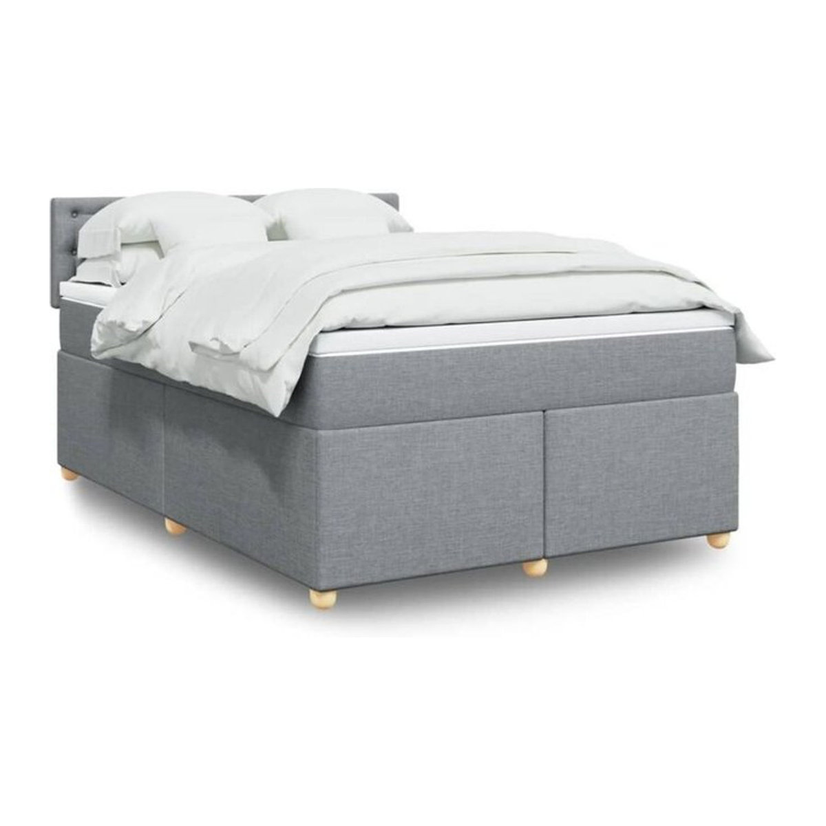 Vidaxl Boxspringbett mit Matratze in Grau und Weiß aus Stoff, B/T/H: 160 x 200 x 100,5 cm - Bild 1