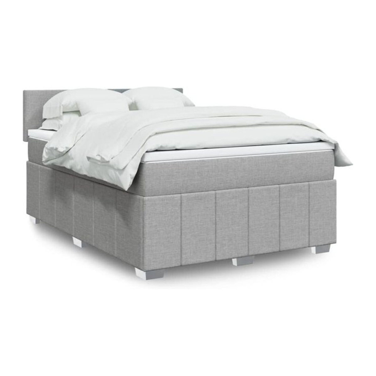Vidaxl Boxspringbett mit Matratze in Grau und Weiß aus Stoff, B/T/H: 160 x 200 x 100,5 cm - Bild 1