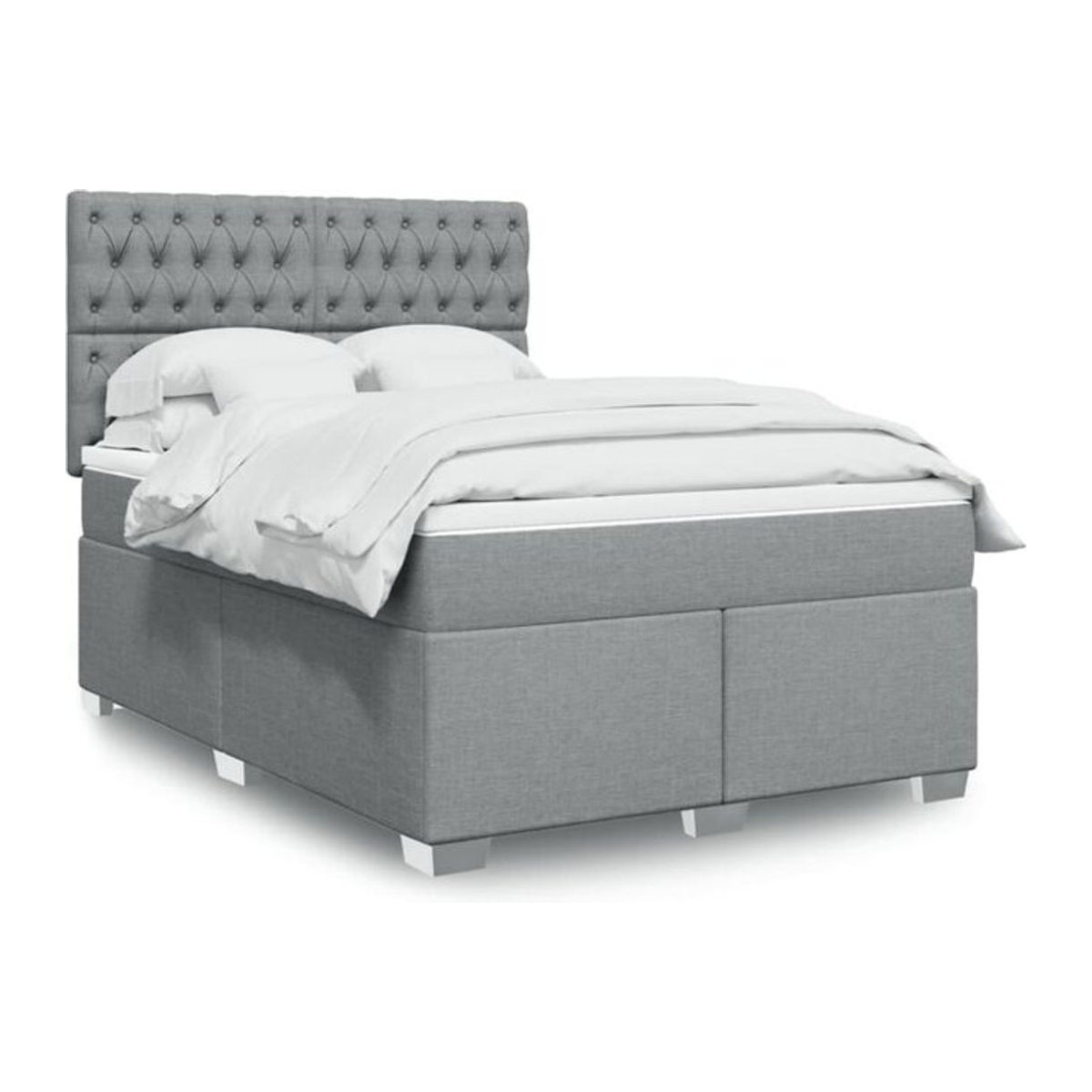 Vidaxl Boxspringbett mit Matratze in Grau und Weiß aus Stoff, B/T/H: 160 x 200 x 140,5 cm - Bild 1