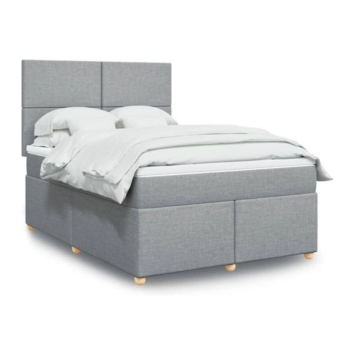 Vidaxl Boxspringbett mit Matratze in Grau und Weiß aus Stoff, B/T/H: 160 x 200 x 150,5 cm - Bild 1
