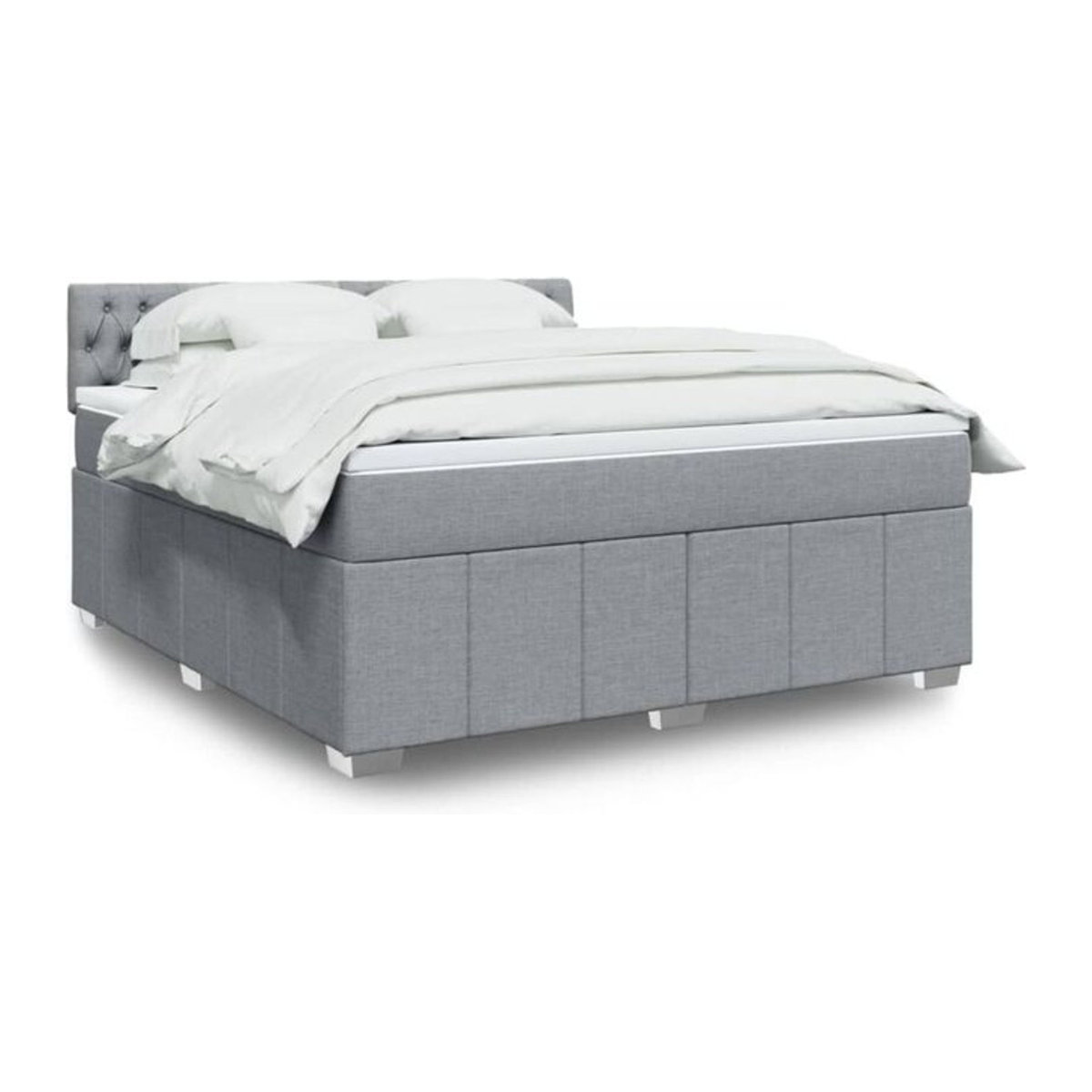 Vidaxl Boxspringbett mit Matratze in Grau und Weiß aus Stoff, B/T/H: 180 x 200 x 100,5 cm - Bild 1