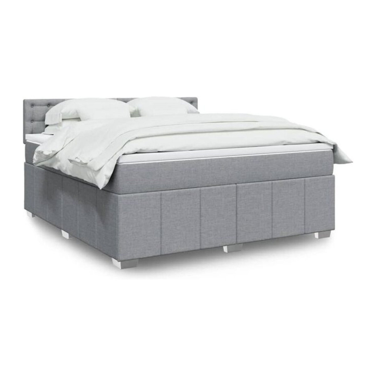 Vidaxl Boxspringbett mit Matratze in Grau und Weiß aus Stoff, B/T/H: 180 x 200 x 100,5 cm - Bild 1
