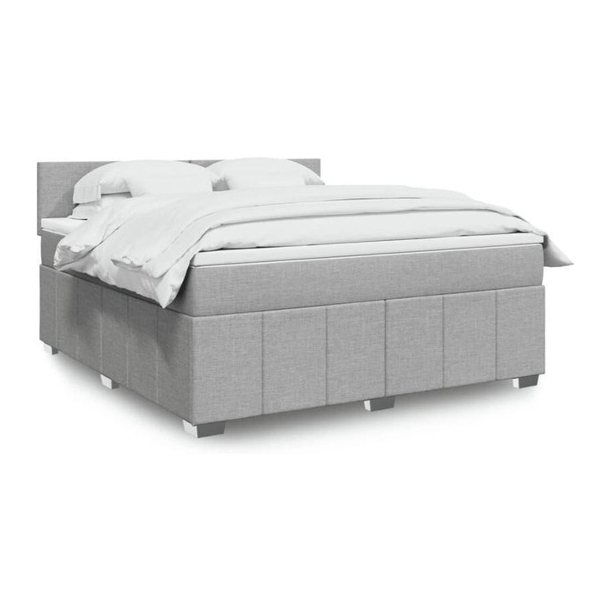 Vidaxl Boxspringbett mit Matratze in Grau und Weiß aus Stoff, B/T/H: 180 x 200 x 100,5 cm - Bild 1