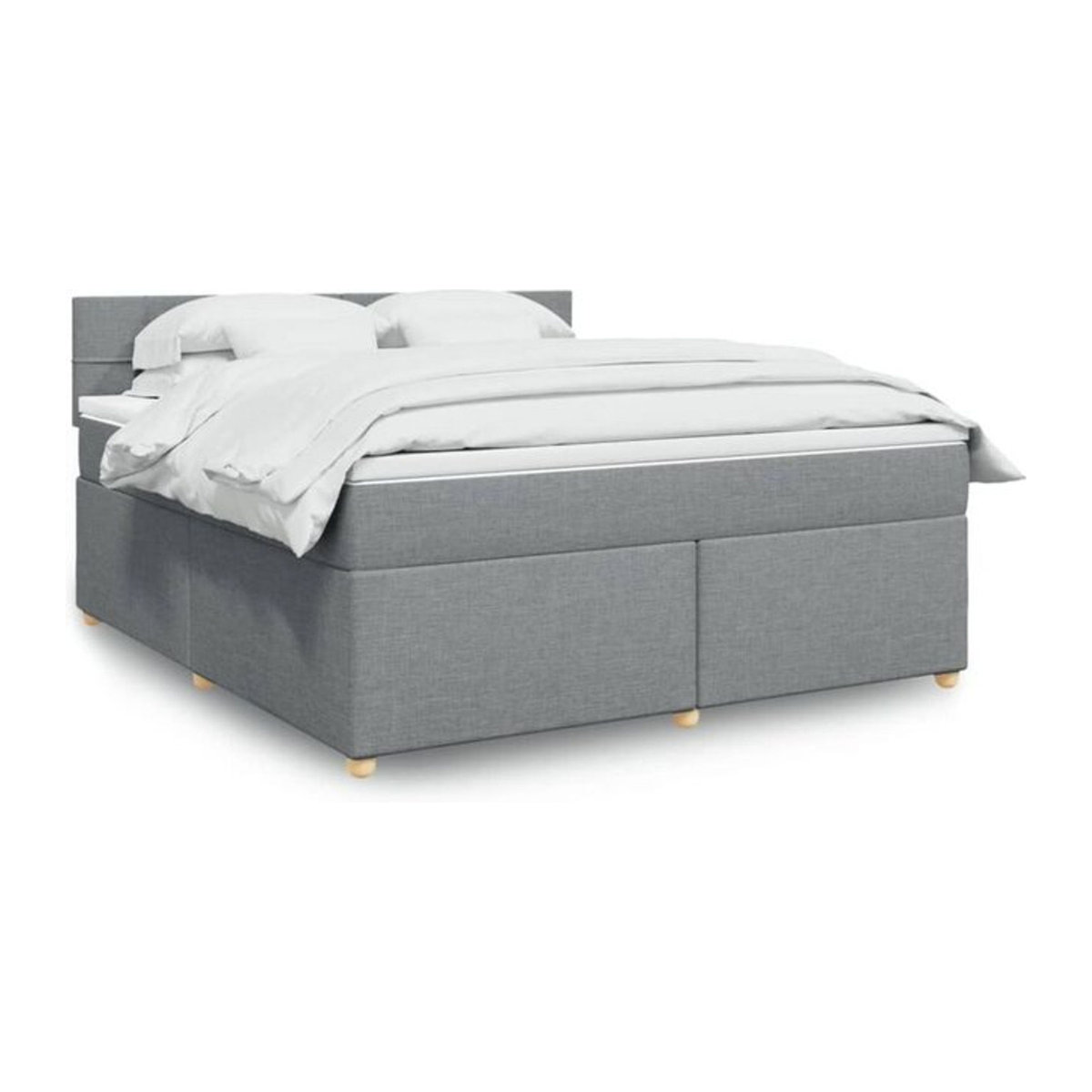 Vidaxl Boxspringbett mit Matratze in Grau und Weiß aus Stoff, B/T/H: 180 x 200 x 100,5 cm - Bild 1
