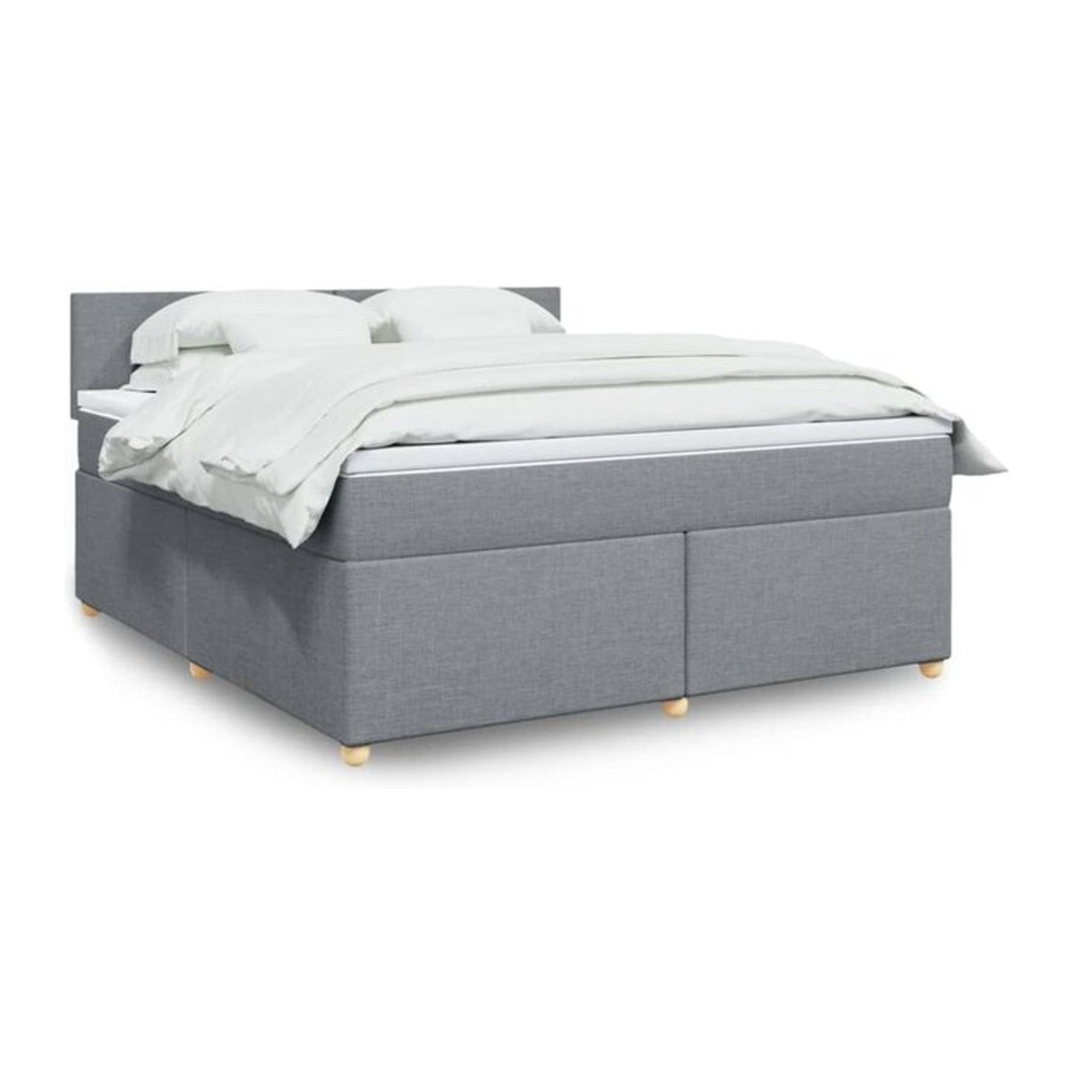 Vidaxl Boxspringbett mit Matratze in Grau und Weiß aus Stoff, B/T/H: 180 x 200 x 100,5 cm - Bild 1