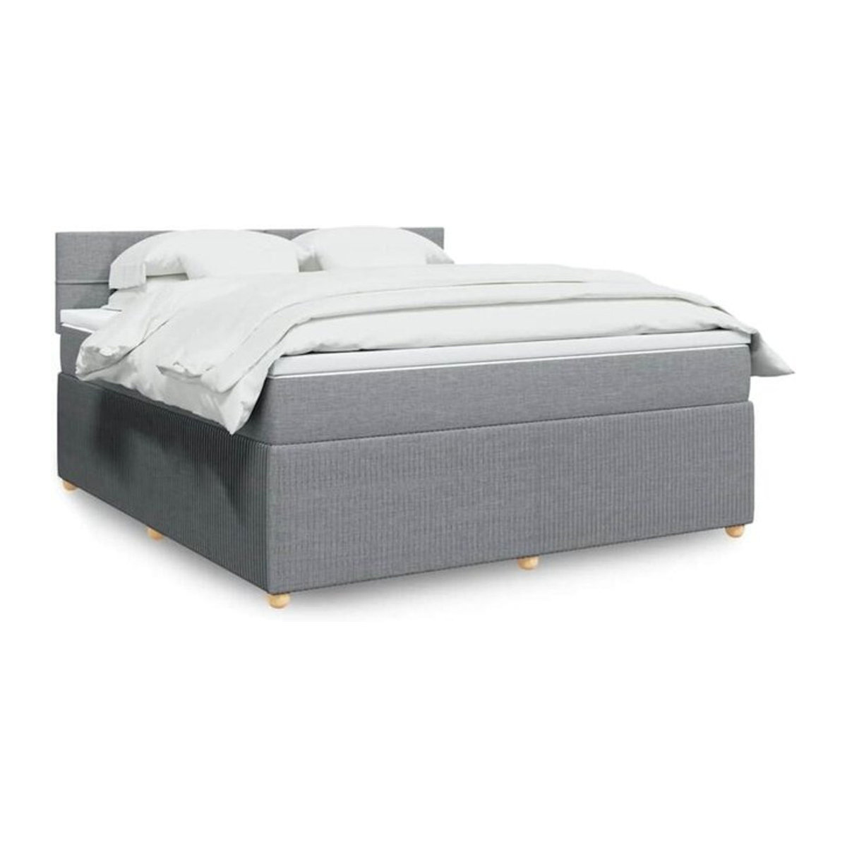 Vidaxl Boxspringbett mit Matratze in Grau und Weiß aus Stoff, B/T/H: 180 x 200 x 100,5 cm - Bild 1