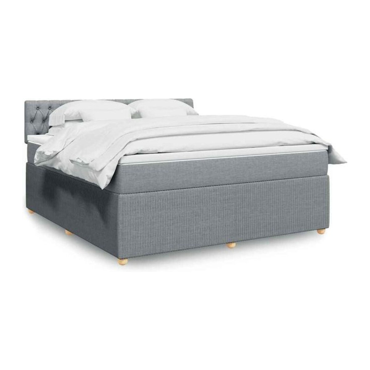 Vidaxl Boxspringbett mit Matratze in Grau und Weiß aus Stoff, B/T/H: 180 x 200 x 100,5 cm - Bild 1