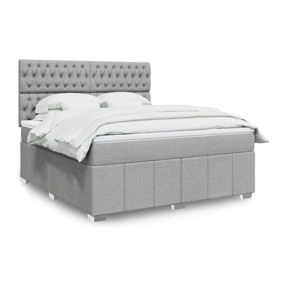 Vidaxl Boxspringbett mit Matratze in Grau und Weiß aus Stoff, B/T/H: 180 x 200 x 140,5 cm - Bild 1