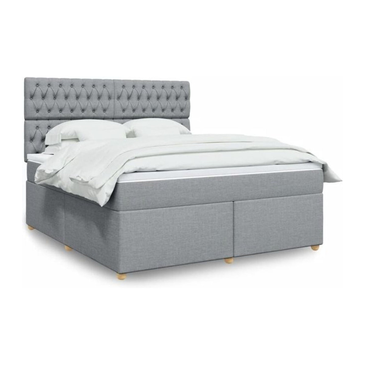 Vidaxl Boxspringbett mit Matratze in Grau und Weiß aus Stoff, B/T/H: 180 x 200 x 140,5 cm - Bild 1