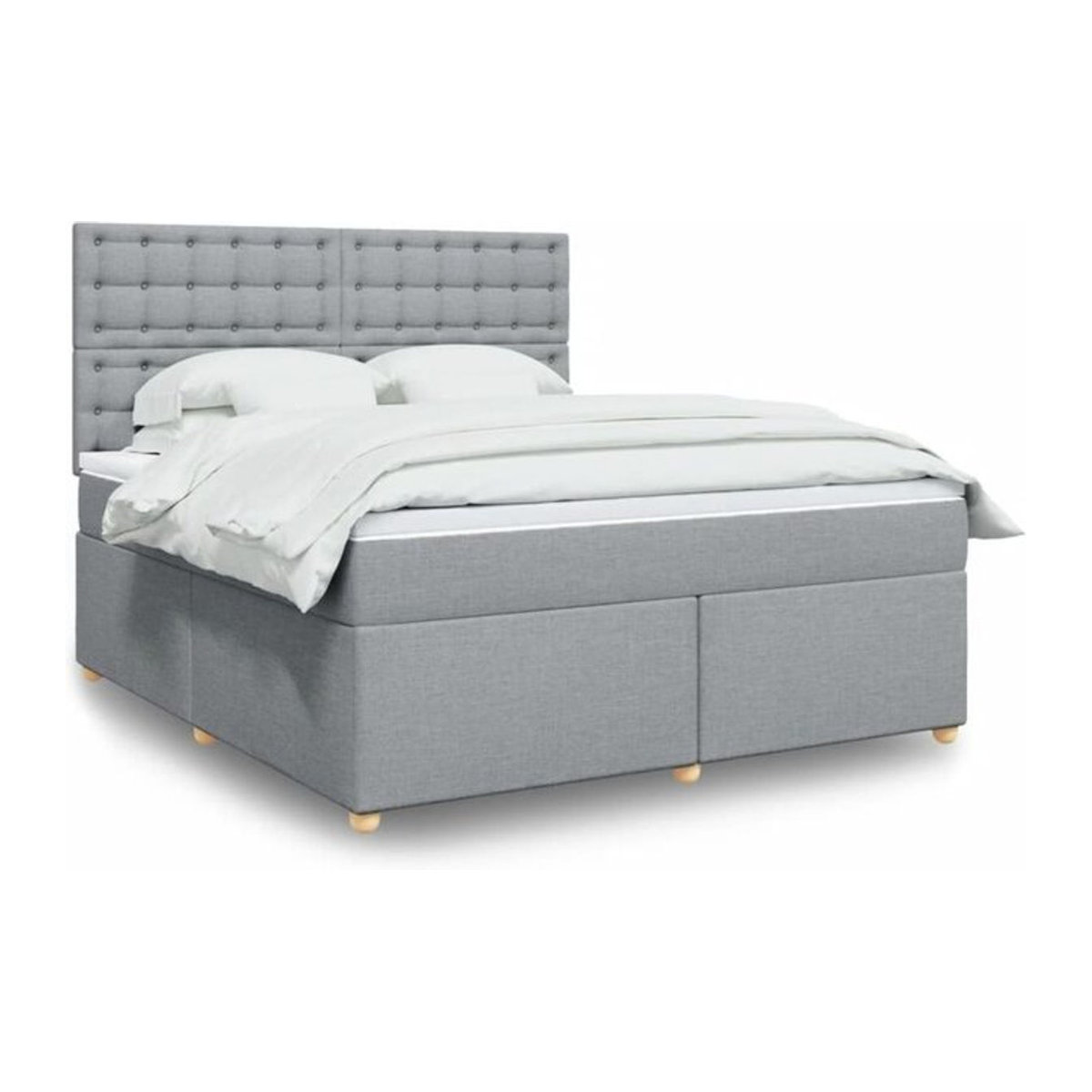Vidaxl Boxspringbett mit Matratze in Grau und Weiß aus Stoff, B/T/H: 180 x 200 x 140,5 cm - Bild 1