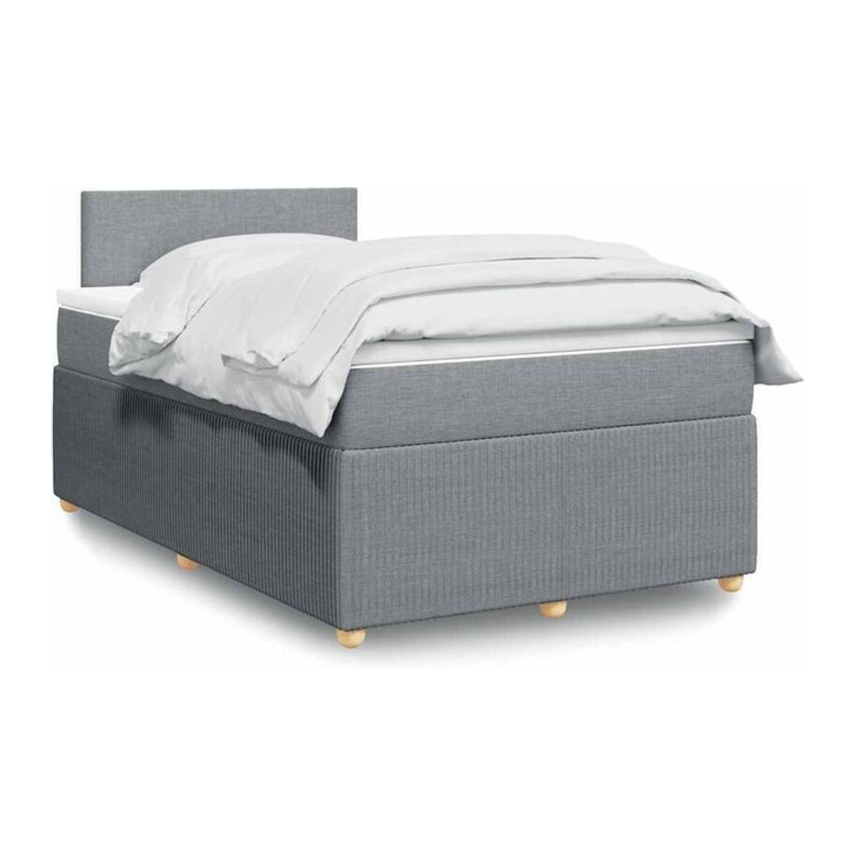 Vidaxl Boxspringbett mit Matratze in Grau und Weiß aus Stoff, B/T/H: 190 x 120 x 100,5 cm - Bild 1