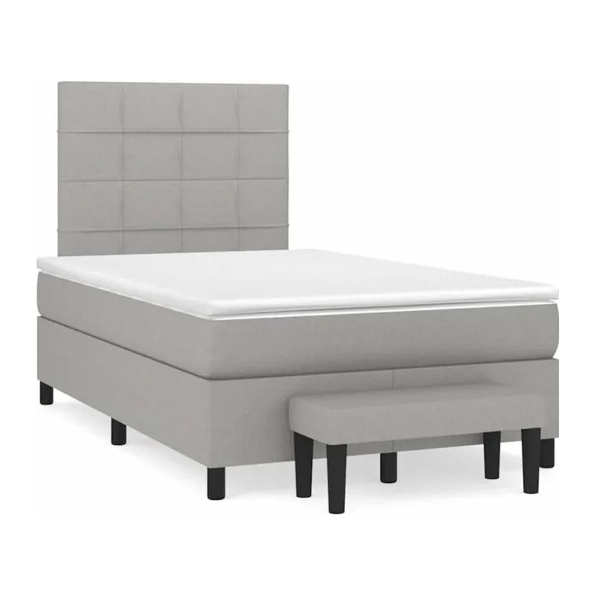 vidaxl Boxspringbett mit Matratze in Grau und Weiß aus Stoff, B/T/H: 190 x 120 x 118 cm - Bild 1