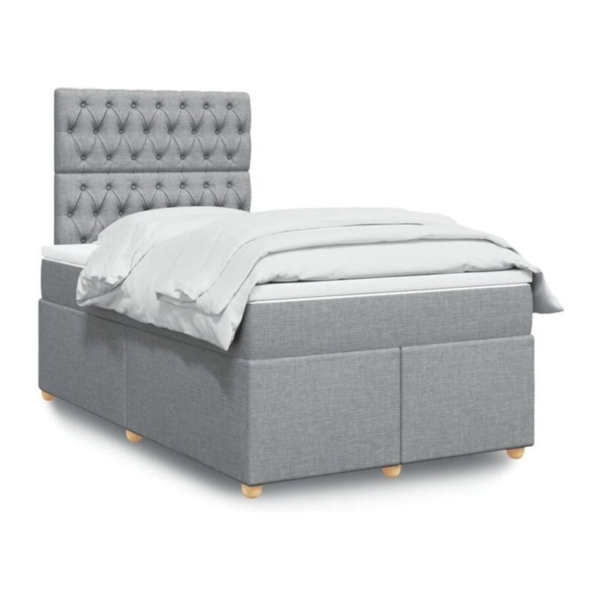 Vidaxl Boxspringbett mit Matratze in Grau und Weiß aus Stoff, B/T/H: 190 x 120 x 140,5 cm - Bild 1