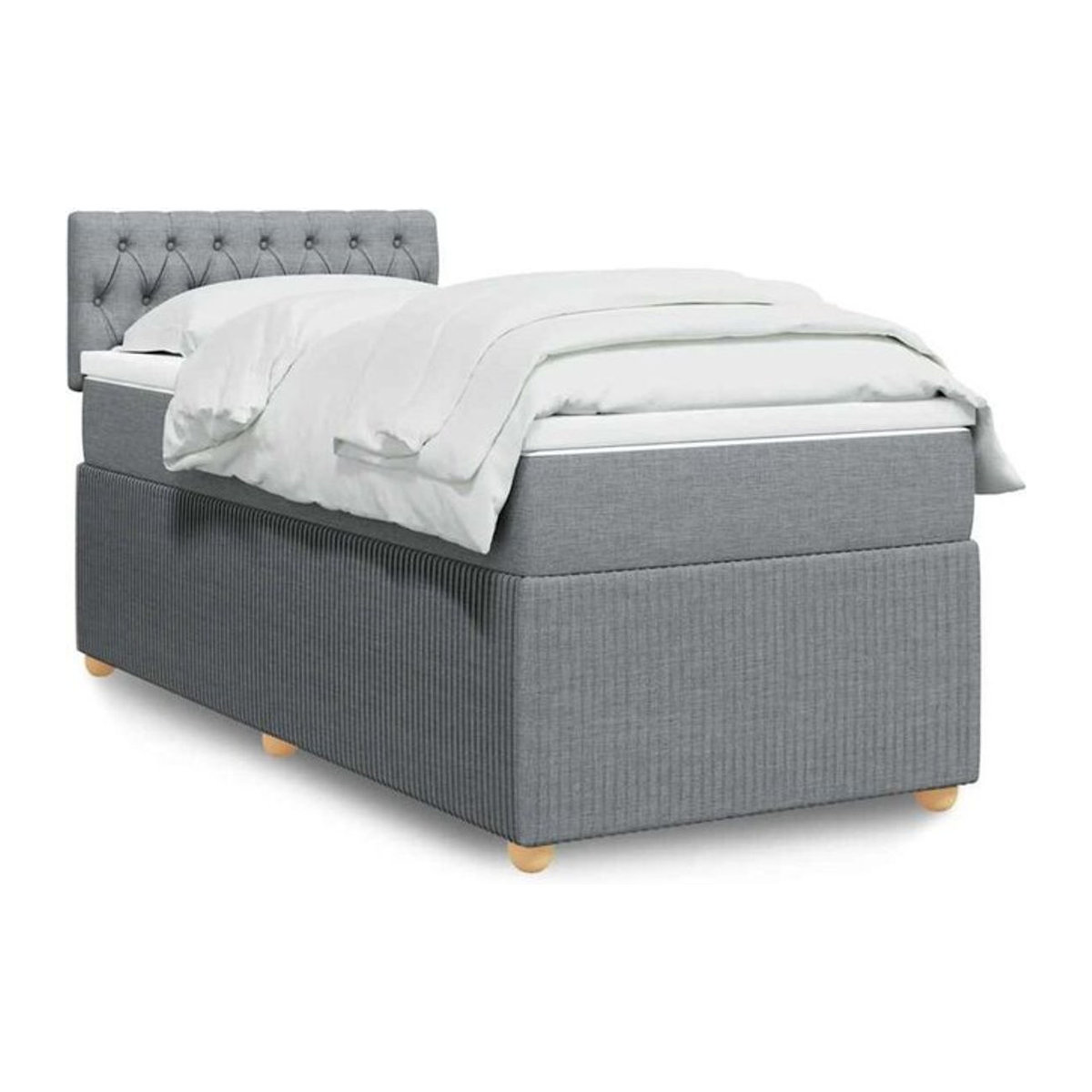 vidaxl Boxspringbett mit Matratze in Grau und Weiß aus Stoff, B/T/H: 200 x 100 x 100,5 cm - Bild 1