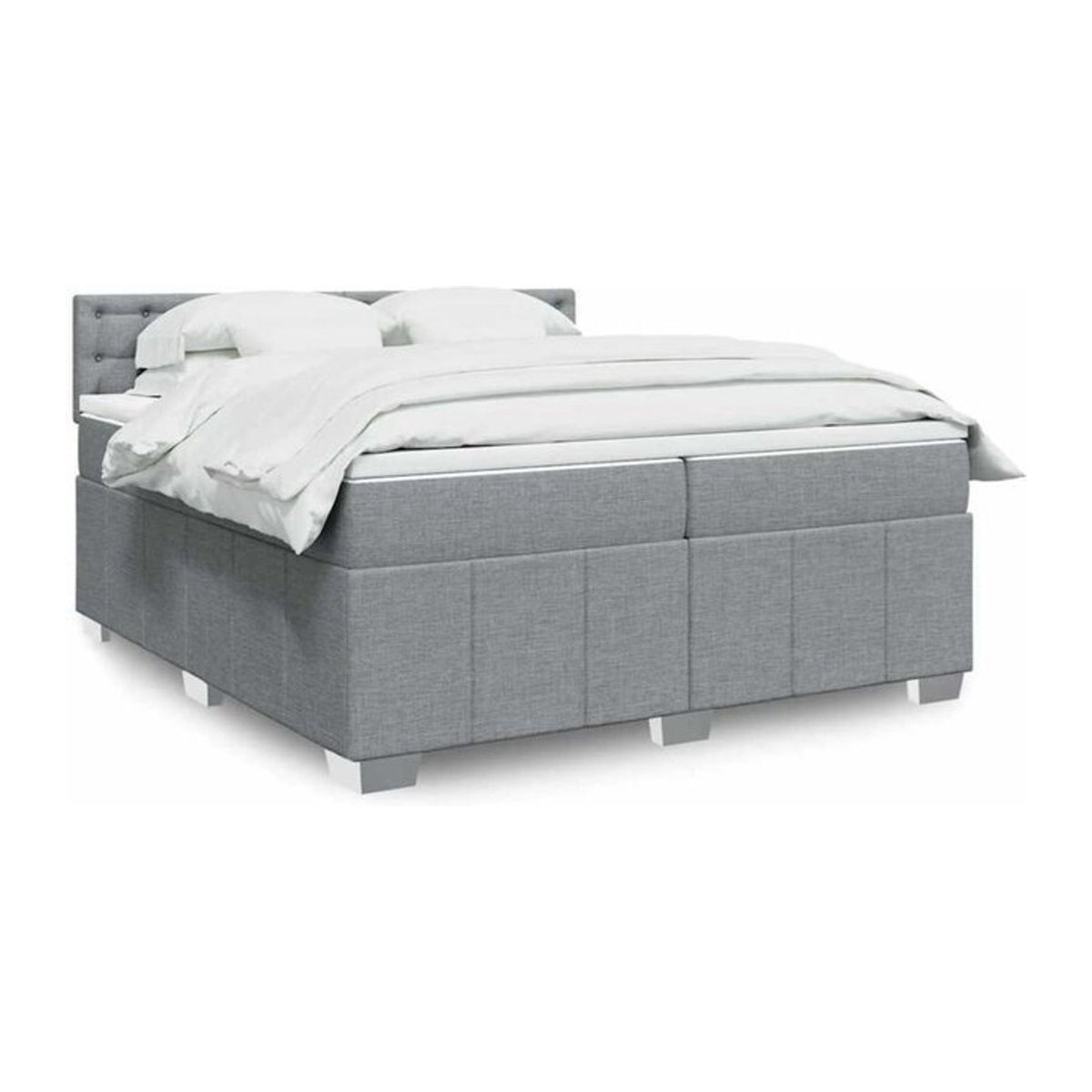 Vidaxl Boxspringbett mit Matratze in Grau und Weiß aus Stoff, B/T/H: 200 x 200 x 100,5 cm - Bild 1