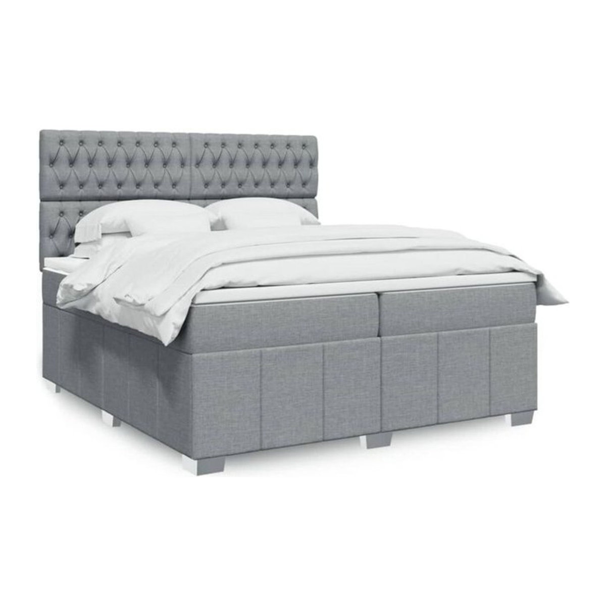Vidaxl Boxspringbett mit Matratze in Grau und Weiß aus Stoff, B/T/H: 200 x 200 x 140,5 cm - Bild 1