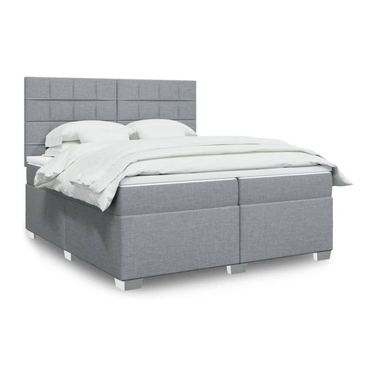 Vidaxl Boxspringbett mit Matratze in Grau und Weiß aus Stoff, B/T/H: 200 x 200 x 140,5 cm - Bild 1