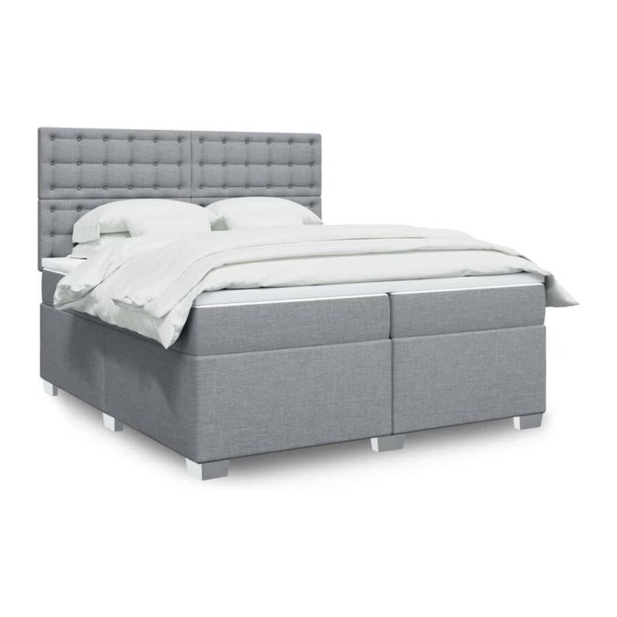 Vidaxl Boxspringbett mit Matratze in Grau und Weiß aus Stoff, B/T/H: 200 x 200 x 150,5 cm - Bild 1