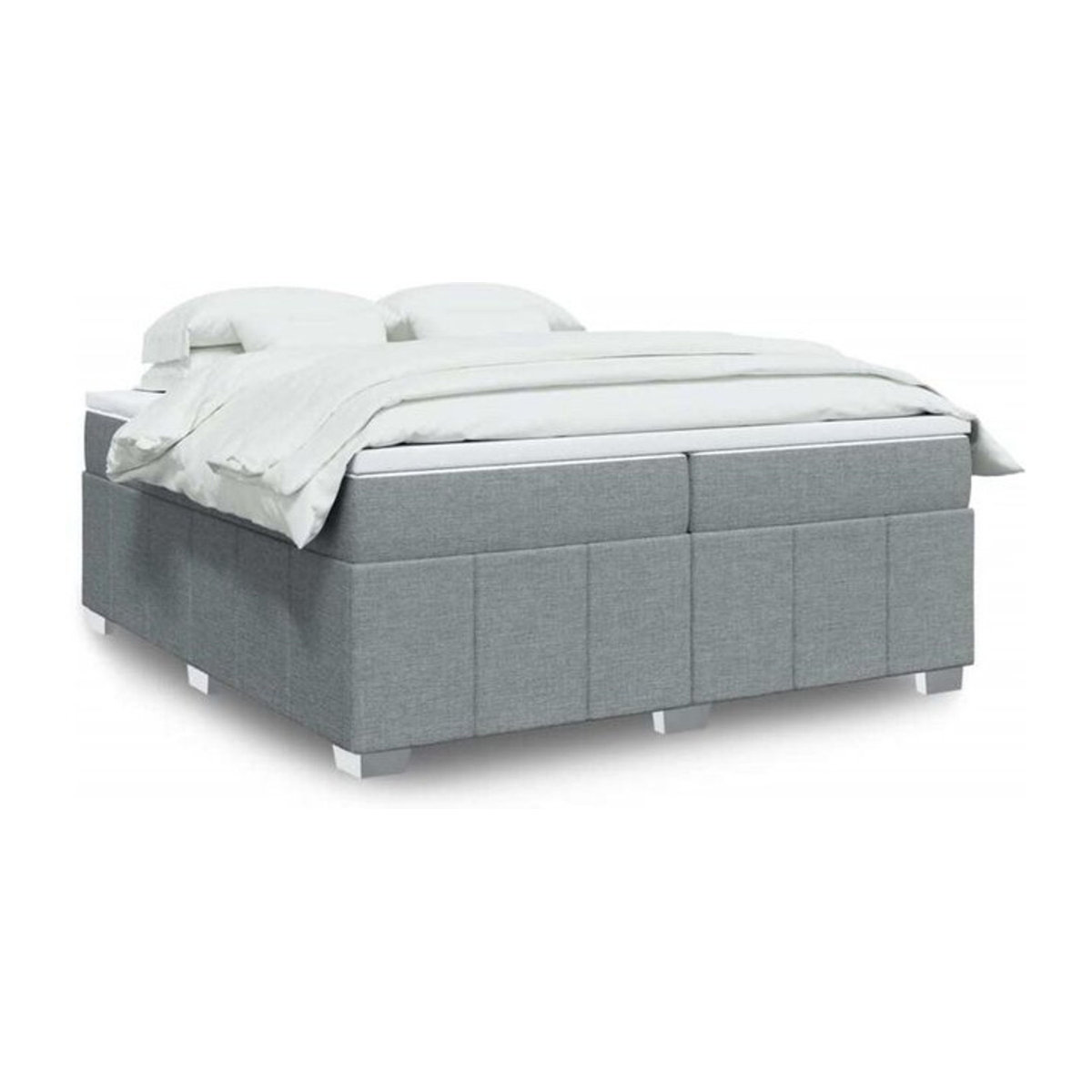 Vidaxl Boxspringbett mit Matratze in Grau und Weiß aus Stoff, B/T/H: 200 x 200 x 46 cm - Bild 1