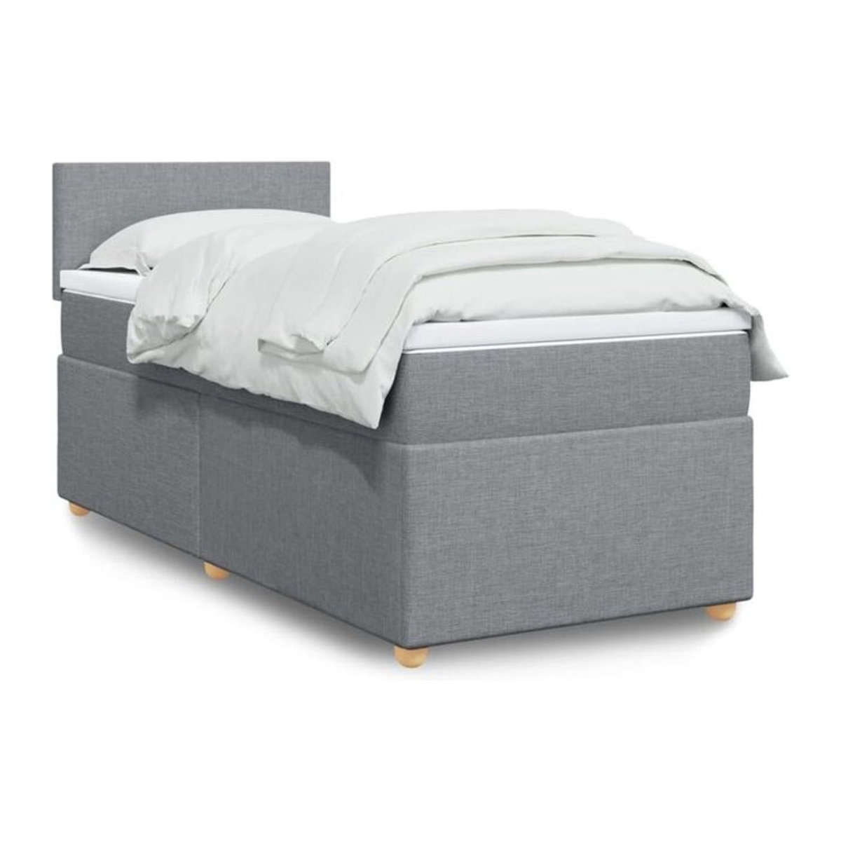 vidaxl Boxspringbett mit Matratze in Grau und Weiß aus Stoff, B/T/H: 80 x 200 x 100,5 cm - Bild 1