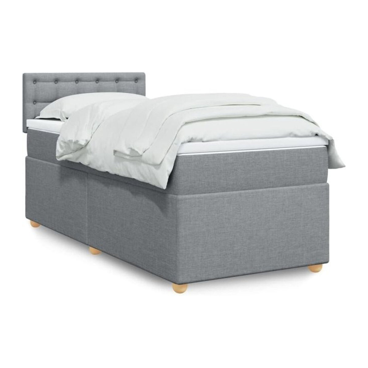 vidaxl Boxspringbett mit Matratze in Grau und Weiß aus Stoff, B/T/H: 80 x 200 x 100,5 cm - Bild 1