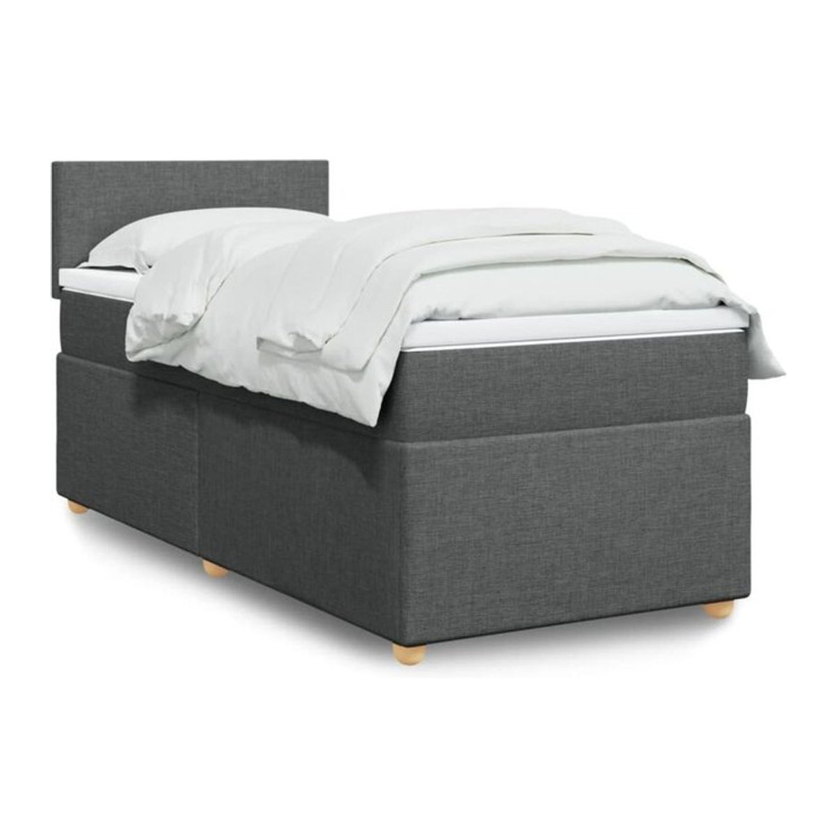 vidaxl Boxspringbett mit Matratze in Grau und Weiß aus Stoff, B/T/H: 80 x 200 x 100,5 cm - Bild 1