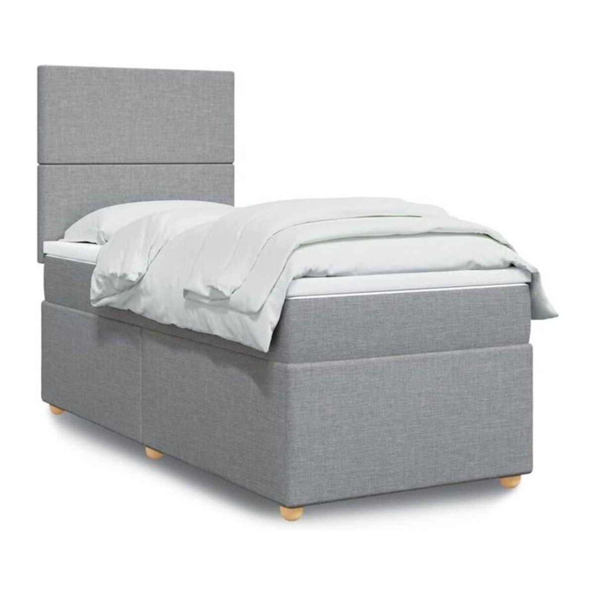 Vidaxl Boxspringbett mit Matratze in Grau und Weiß aus Stoff, B/T/H: 80 x 200 x 140,5 cm - Bild 1