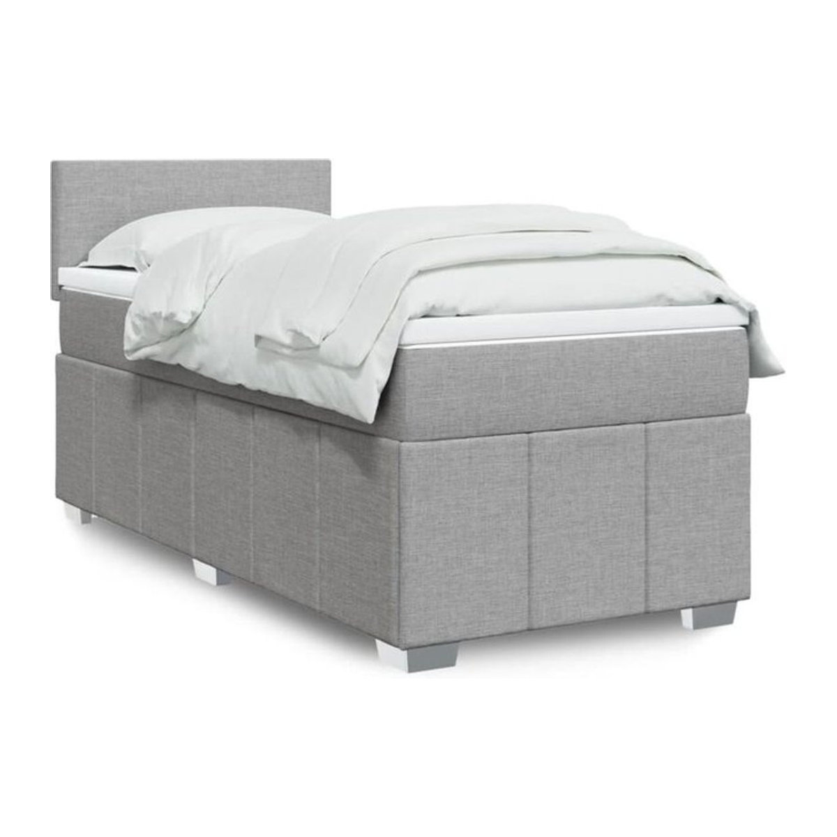 vidaxl Boxspringbett mit Matratze in Grau und Weiß aus Stoff, B/T/H: 90 x 190 x 100,5 cm - Bild 1
