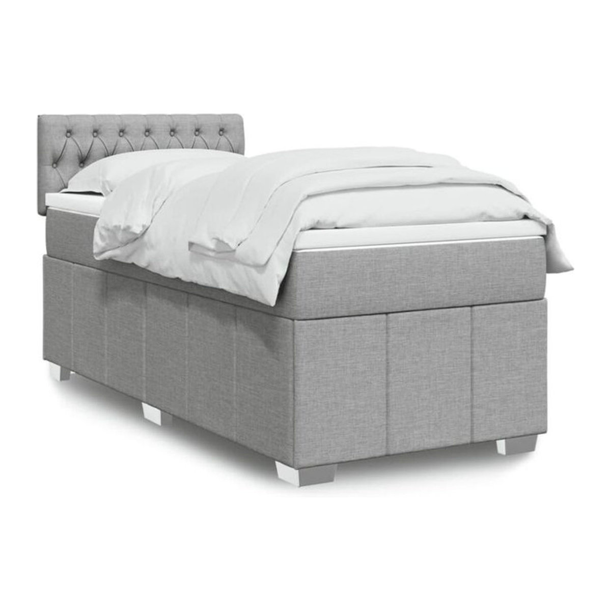 vidaxl Boxspringbett mit Matratze in Grau und Weiß aus Stoff, B/T/H: 90 x 190 x 100,5 cm - Bild 1