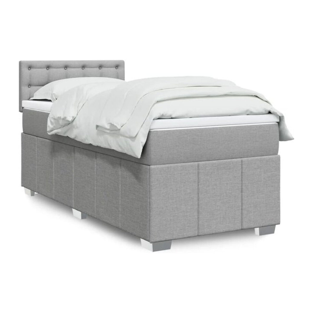 vidaxl Boxspringbett mit Matratze in Grau und Weiß aus Stoff, B/T/H: 90 x 190 x 100,5 cm - Bild 1