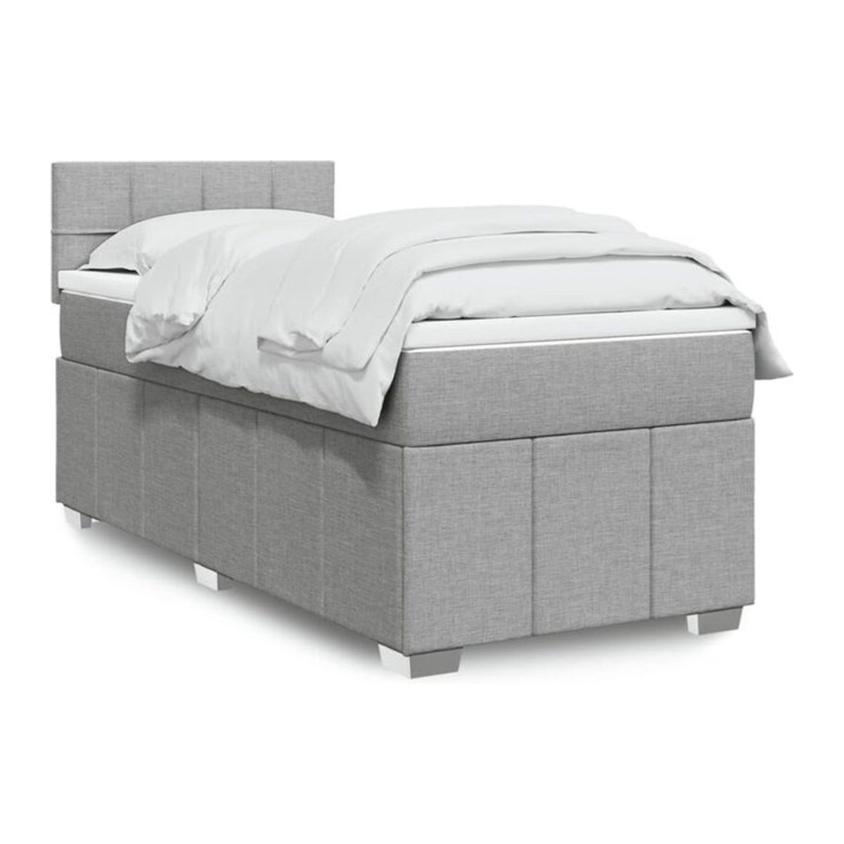 Vidaxl Boxspringbett mit Matratze in Grau und Weiß aus Stoff, B/T/H: 90 x 190 x 100,5 cm - Bild 1