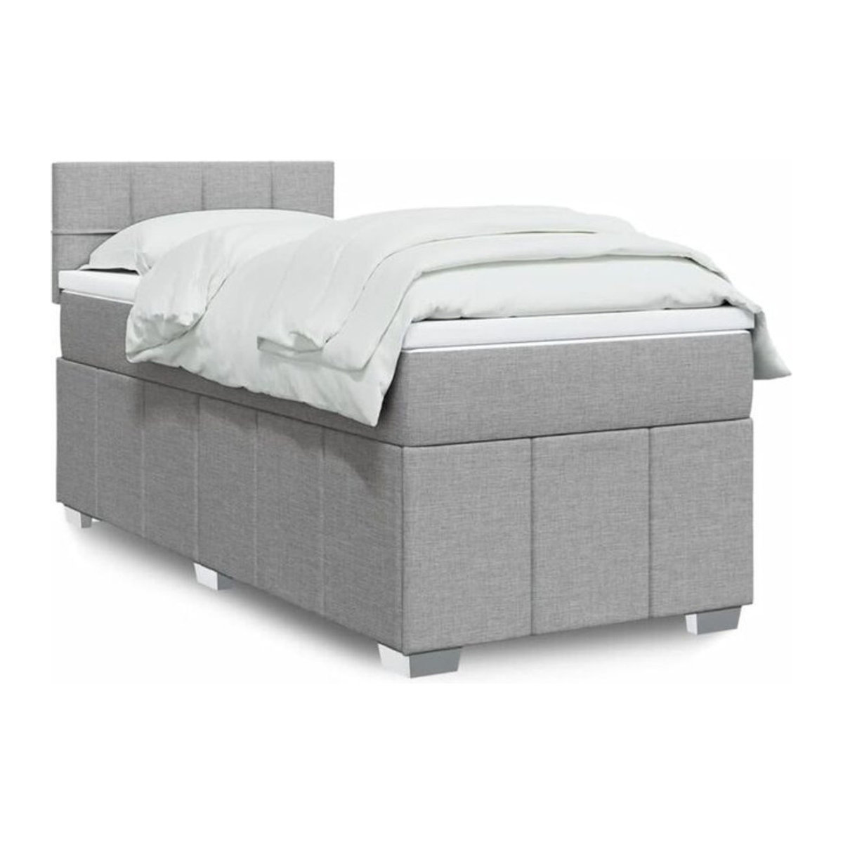 Vidaxl Boxspringbett mit Matratze in Grau und Weiß aus Stoff, B/T/H: 90 x 190 x 100,5 cm - Bild 1