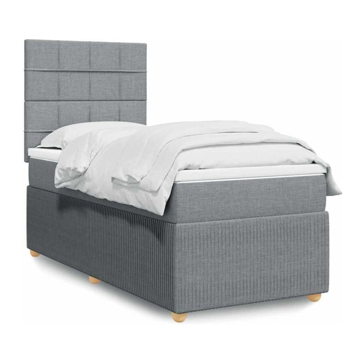 Vidaxl Boxspringbett mit Matratze in Grau und Weiß aus Stoff, B/T/H: 90 x 190 x 140,5 cm - Bild 1