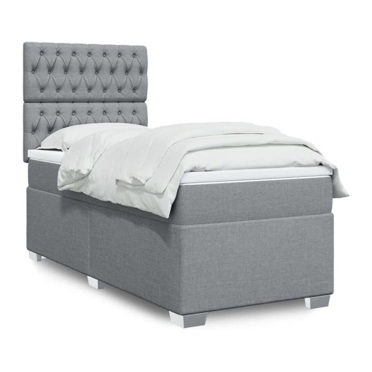 Vidaxl Boxspringbett mit Matratze in Grau und Weiß aus Stoff, B/T/H: 90 x 190 x 140,5 cm - Bild 1