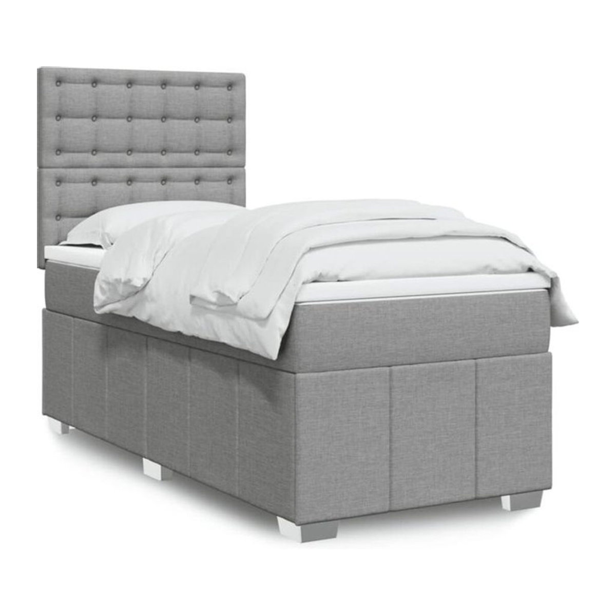 vidaxl Boxspringbett mit Matratze in Grau und Weiß aus Stoff, B/T/H: 90 x 190 x 140,5 cm - Bild 1
