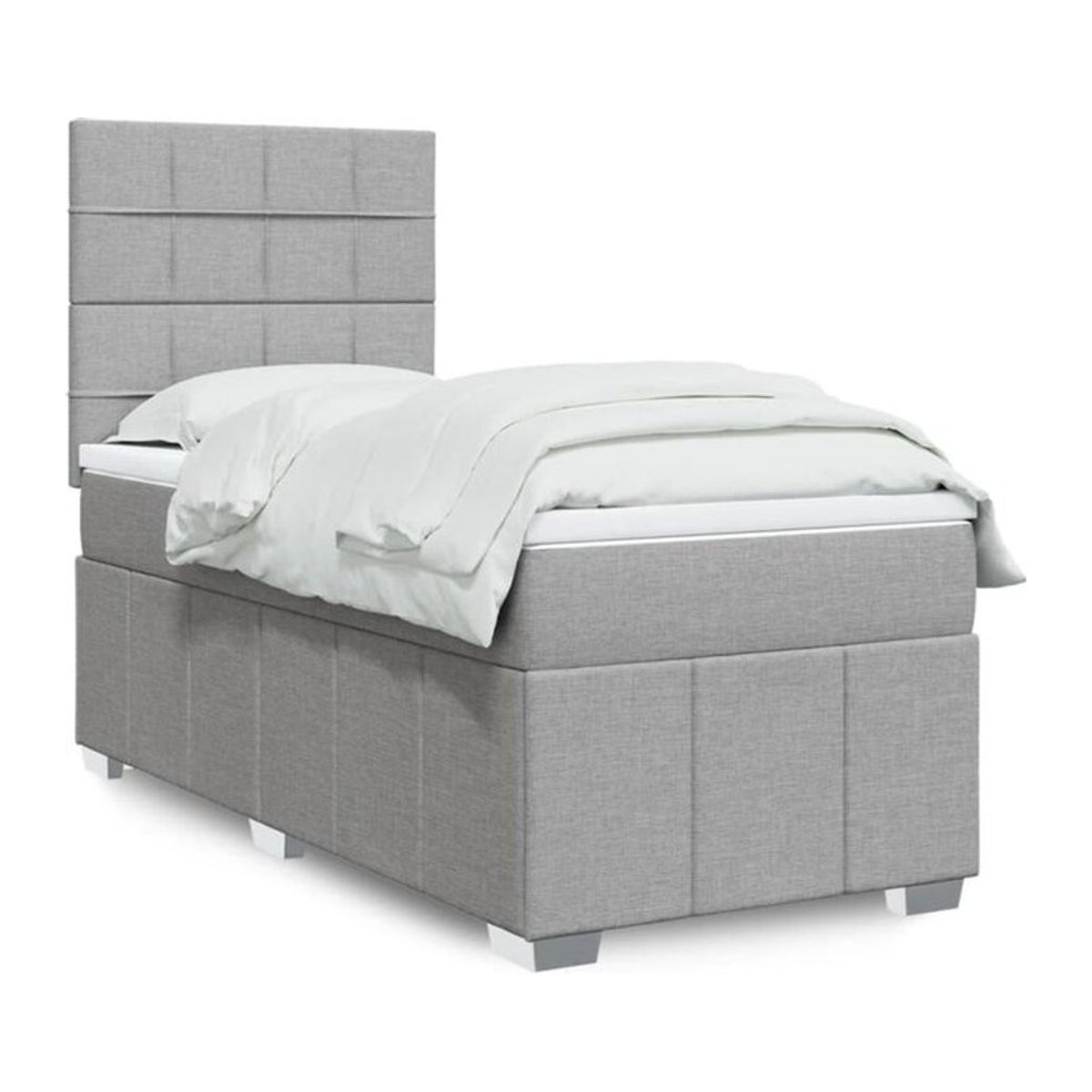 vidaxl Boxspringbett mit Matratze in Grau und Weiß aus Stoff, B/T/H: 90 x 190 x 150,5 cm - Bild 1
