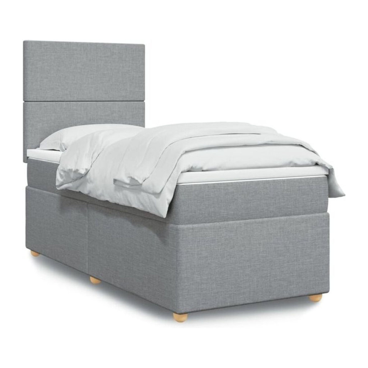vidaxl Boxspringbett mit Matratze in Grau und Weiß aus Stoff, B/T/H: 90 x 190 x 150,5 cm - Bild 1