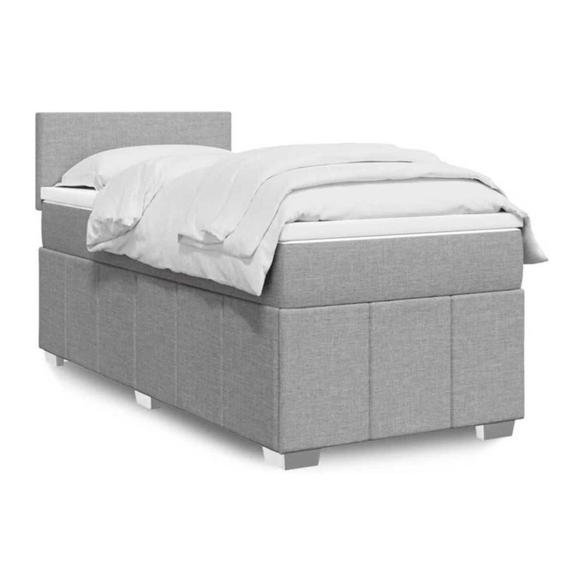 vidaxl Boxspringbett mit Matratze in Grau und Weiß aus Stoff, B/T/H: 90 x 200 x 100,5 cm - Bild 1