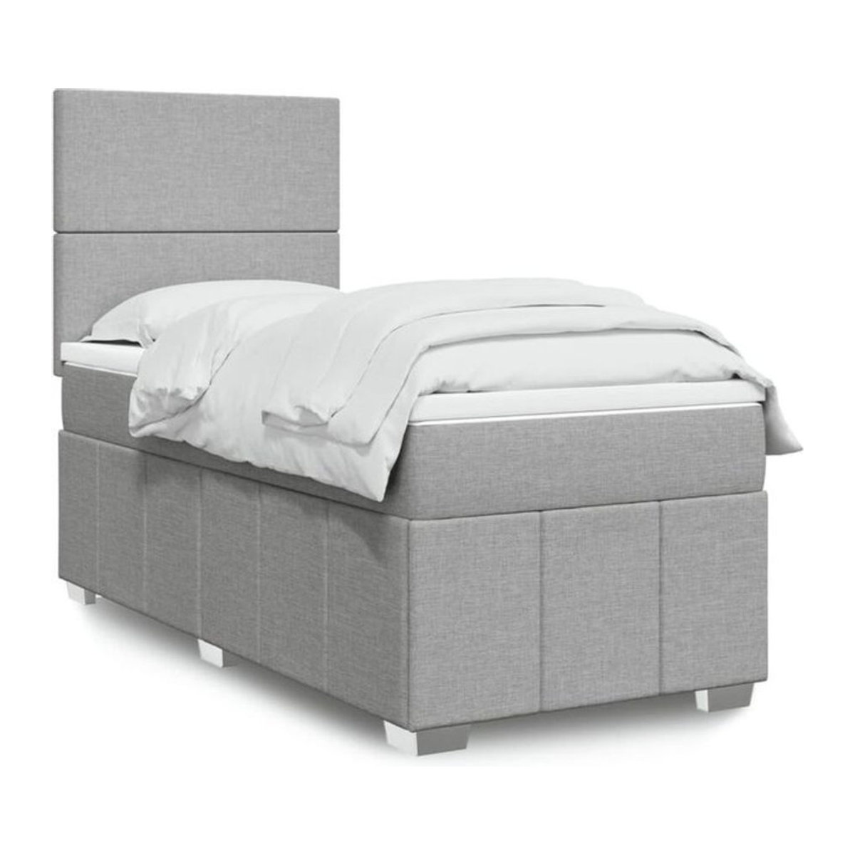 Vidaxl Boxspringbett mit Matratze in Grau und Weiß aus Stoff, B/T/H: 90 x 200 x 140,5 cm - Bild 1