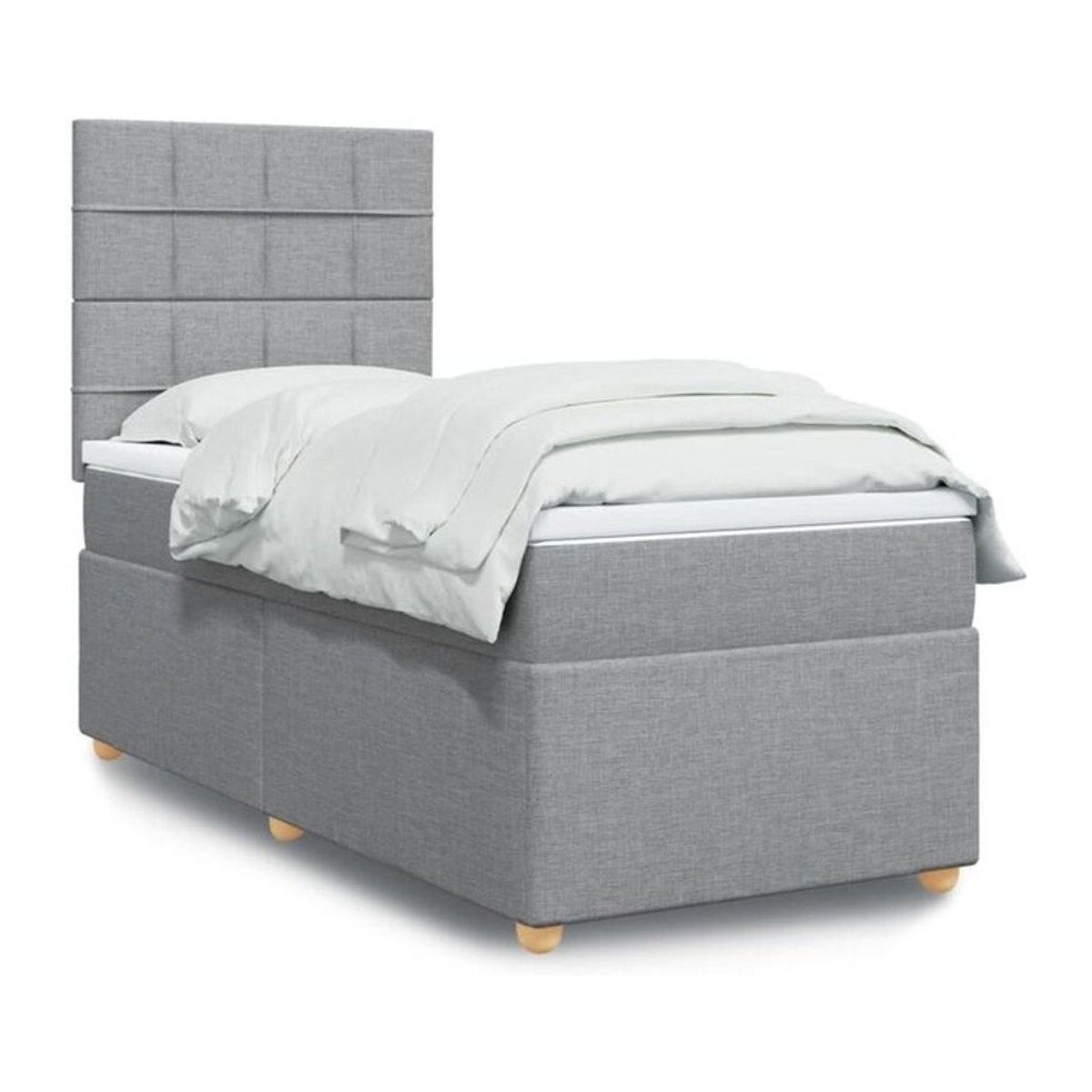 Vidaxl Boxspringbett mit Matratze in Grau und Weiß aus Stoff, B/T/H: 90 x 200 x 150,5 cm - Bild 1