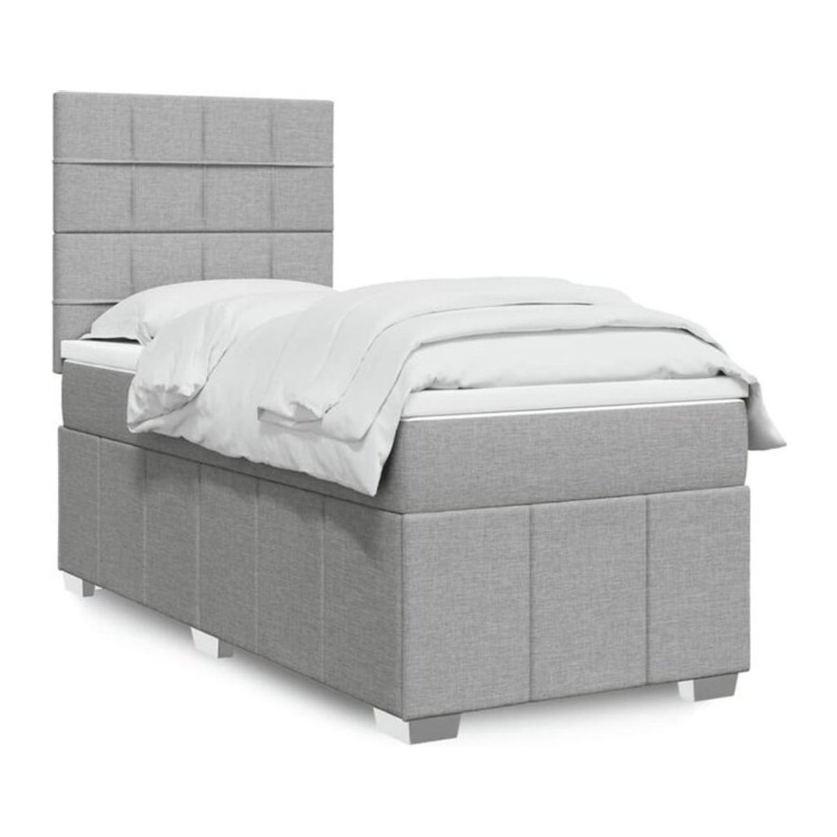 Vidaxl Boxspringbett mit Matratze in Grau und Weiß aus Stoff, B/T/H: 90 x 200 x 150,5 cm - Bild 1
