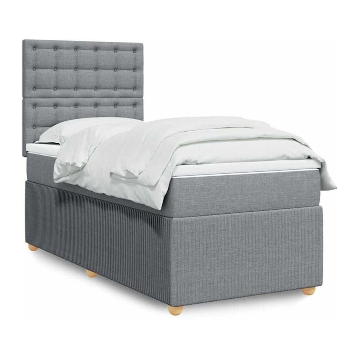 Vidaxl Boxspringbett mit Matratze in Grau und Weiß aus Stoff, B/T/H: 90 x 200 x 150,5 cm - Bild 1