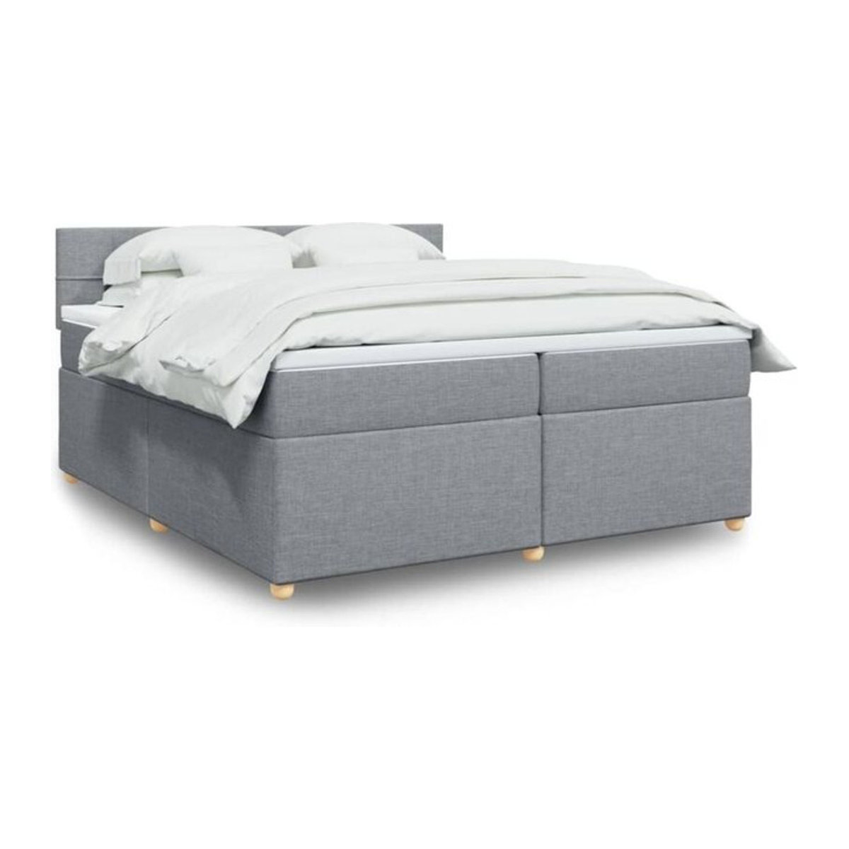 Vidaxl Boxspringbett mit Matratze in Grau und Weiß aus Stoff mit Polsterung im modernen Design B/T/H: 200 x 200 x 100,5 cm - Bild 1