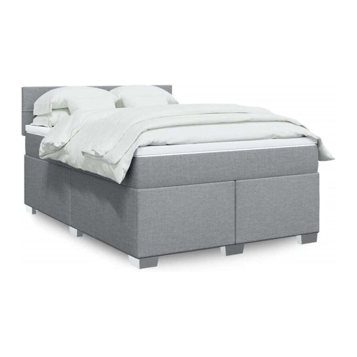 Vidaxl Boxspringbett mit Matratze in Grau und Weiß aus Stoff, Modern, B/T/H: 160 x 200 x 100,5 cm - Bild 1