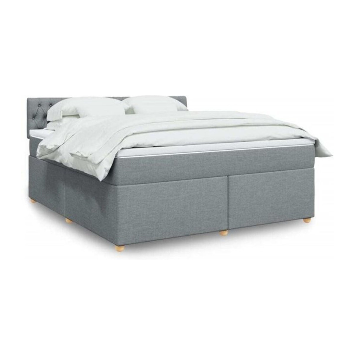 Vidaxl Boxspringbett mit Matratze in Grau und Weiß aus Stoff, Modern, B/T/H: 180 x 200 x 100,5 cm - Bild 1