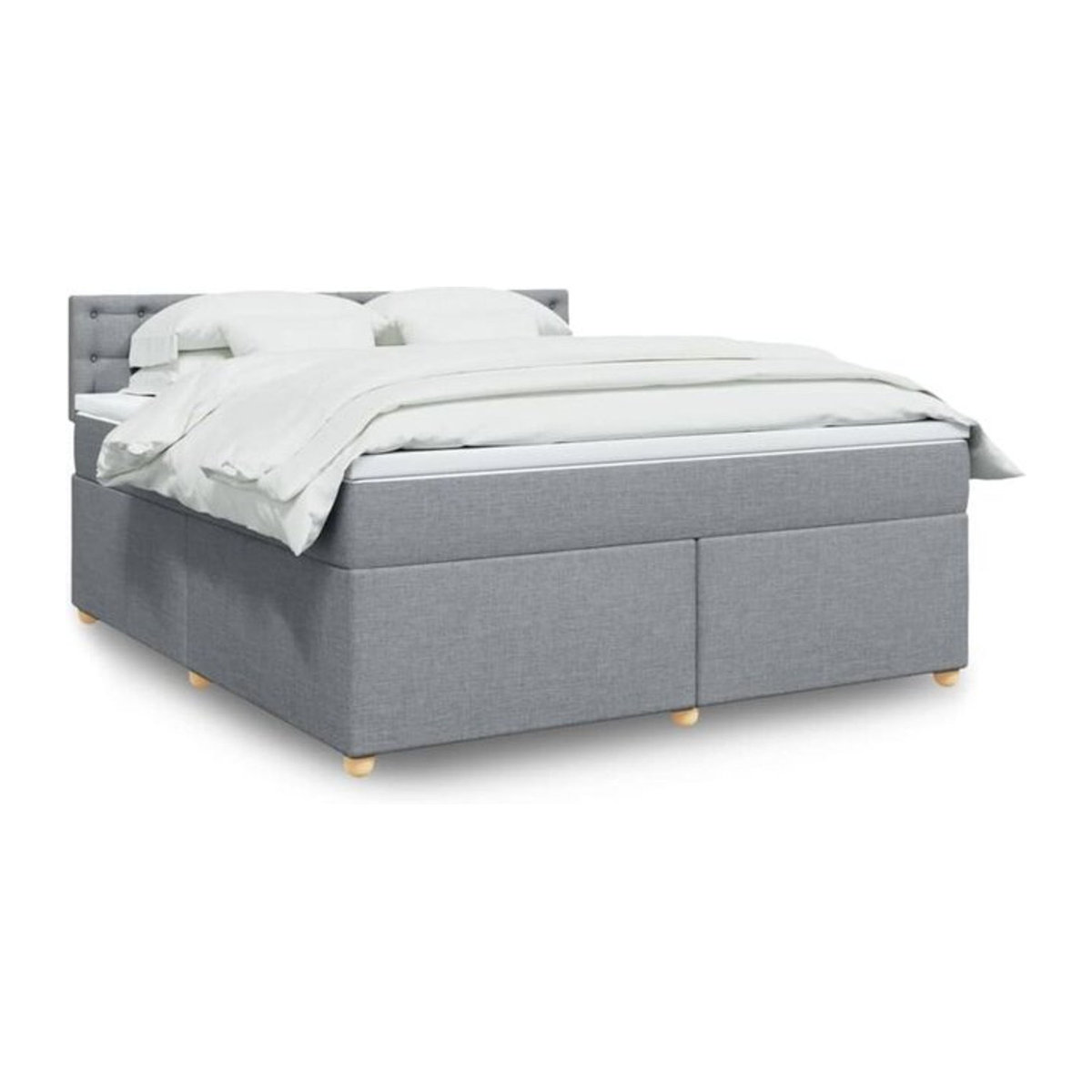 Vidaxl Boxspringbett mit Matratze in Grau und Weiß aus Stoff, Modern, B/T/H: 180 x 200 x 100,5 cm - Bild 1