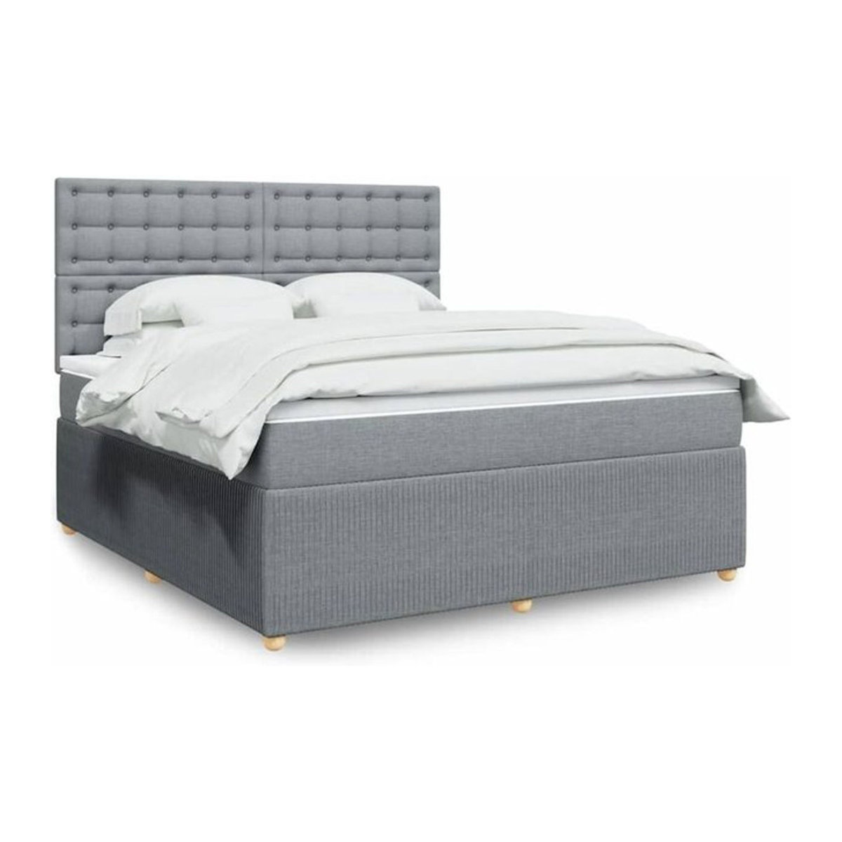 vidaxl Boxspringbett mit Matratze in Grau und Weiß aus Stoff, Modern, B/T/H: 180 x 200 x 140,5 cm - Bild 1